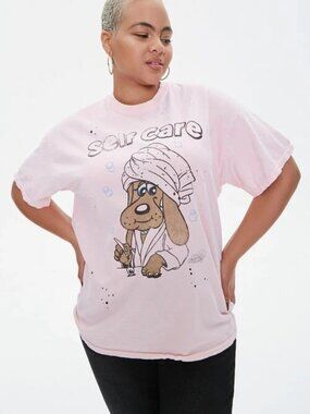 Pound Puppies Womens Plus Size Self Care Vintage Style Pink Shirt New 0X, 1X, 2X